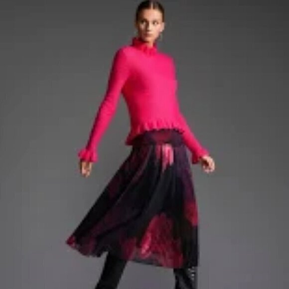 Ted Baker London Raychi Floral Print Tiered Pleated Hem A-Line Skirt US Size 2/3 - Picture 1 of 10